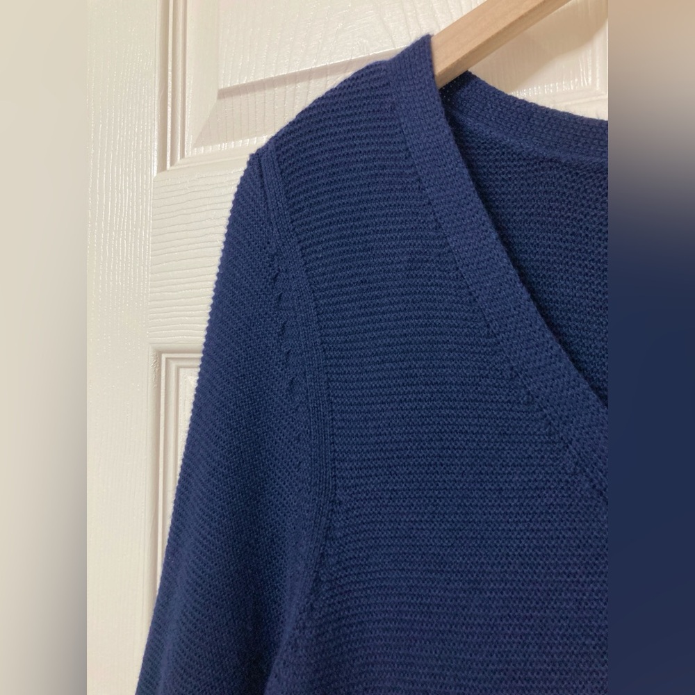 Talbots Women’s Navy Blue Scoop Neck Cotton Blend Knit Sweater Tunic XL Coastal - Picture 4 of 9